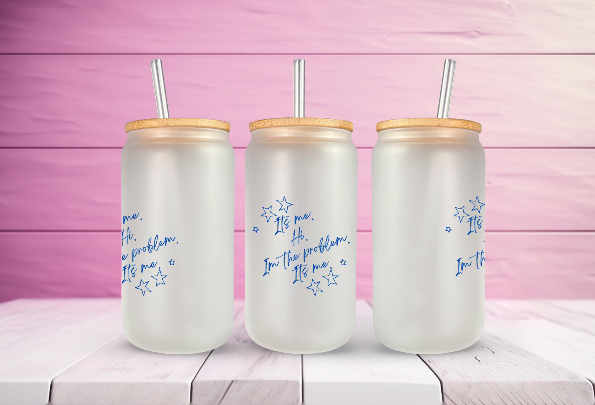 lt's me, Hi, I'm the problem it's me Anti-Hero Inspired Glass Can Tumbler