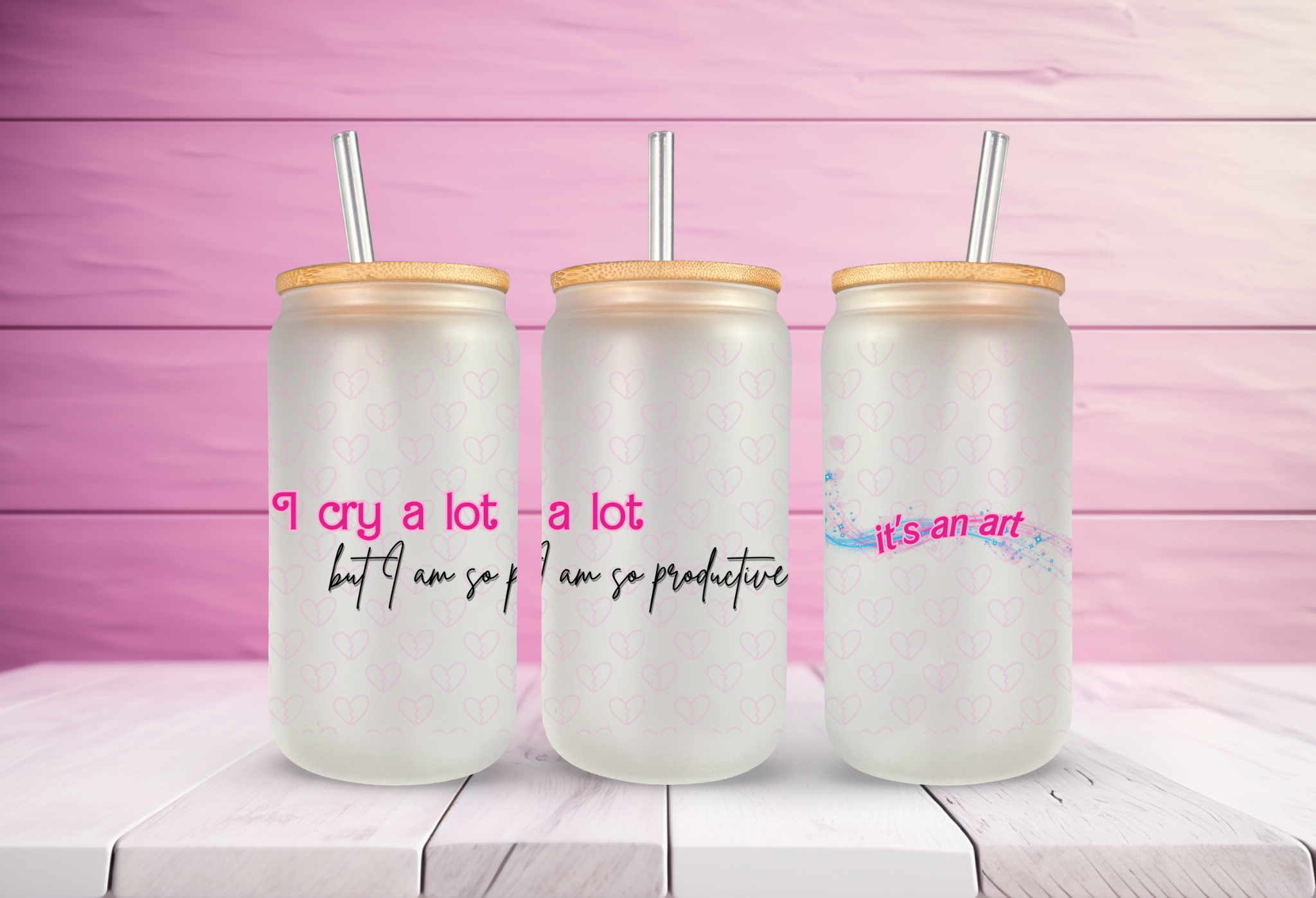 Tortured Poets Department I Can Do It with a Broken Heart Inspired Glass Can Tumbler