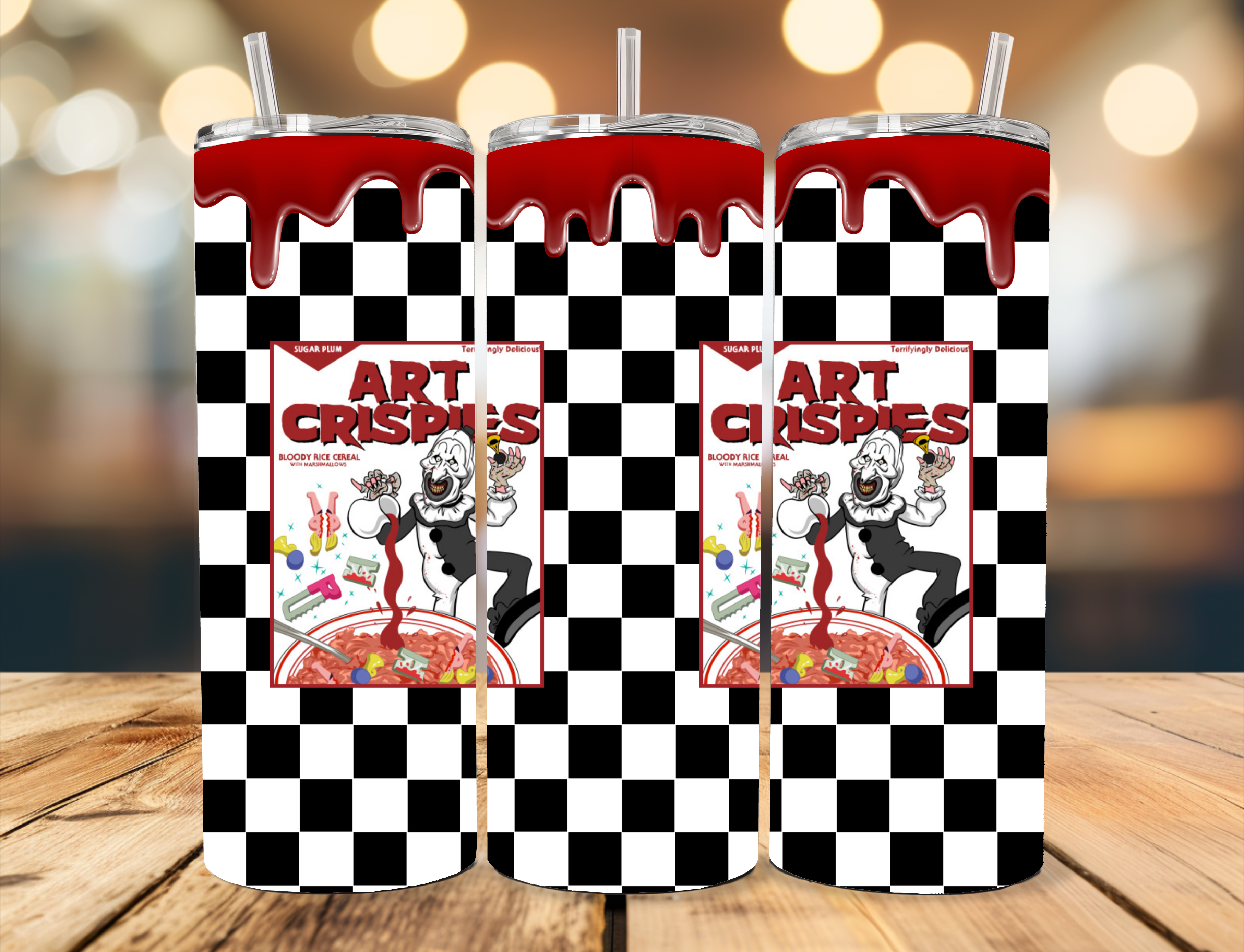 Art Crispies Checkerboard - Terrifier Inspired - 20oz Tumbler